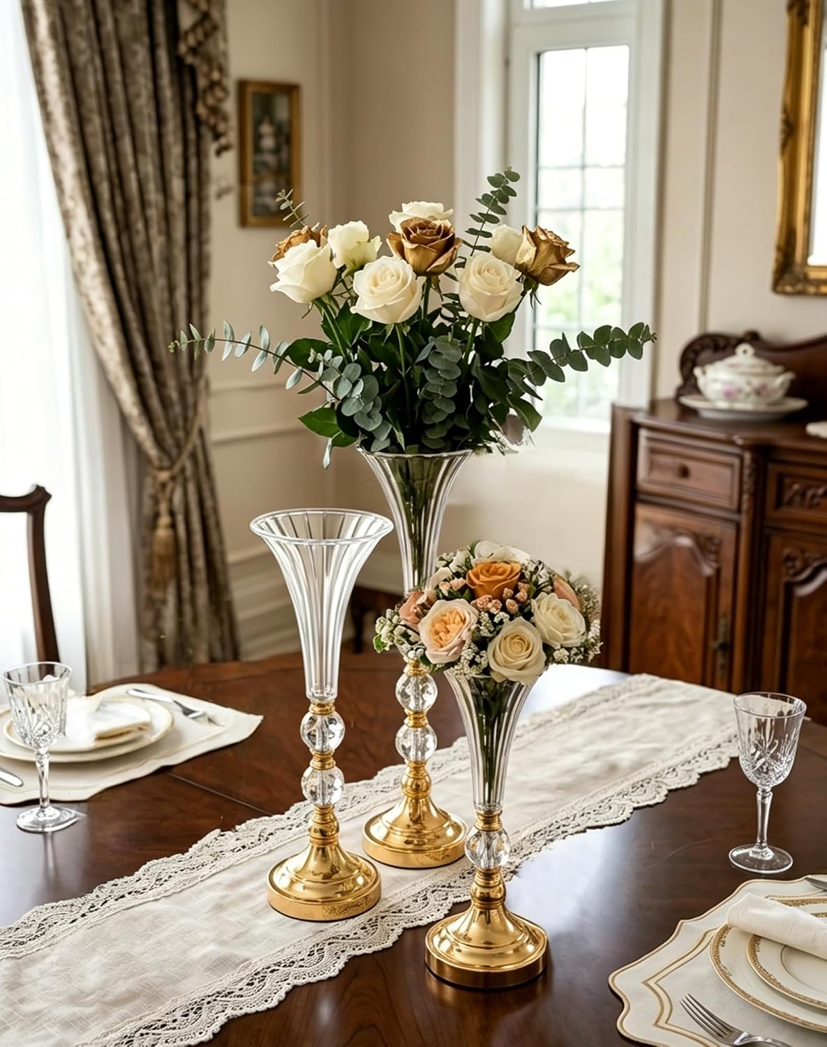Centerpiece Vase Tall - Набор из 3 золотых акриловых ваз-трубочек
