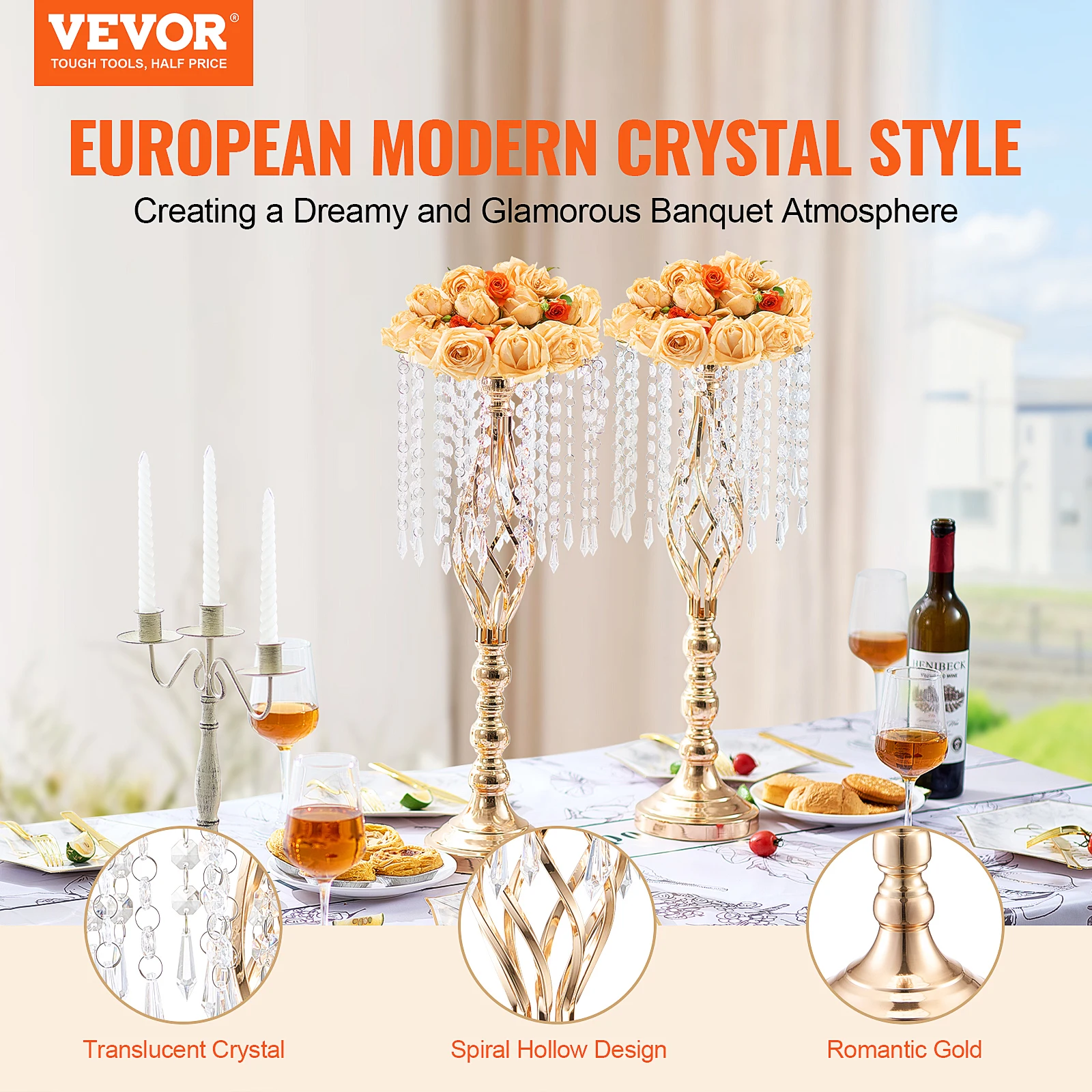 VEVOR высокая хрустальная свад – обзор и цена Centerpiece Vase Tall